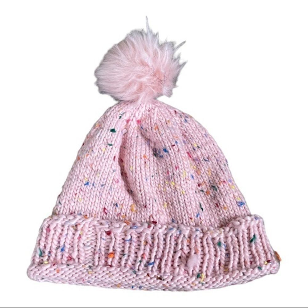 Pink Funfetti Sprinkle Winter Beanie Hat